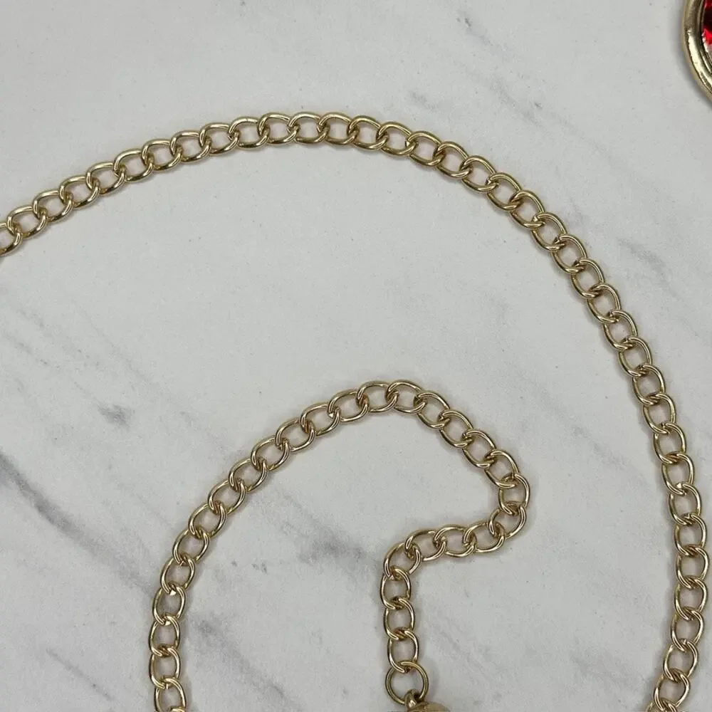 Chunky Red Rhinestone Chain Link Belt One Size (OS) ✨